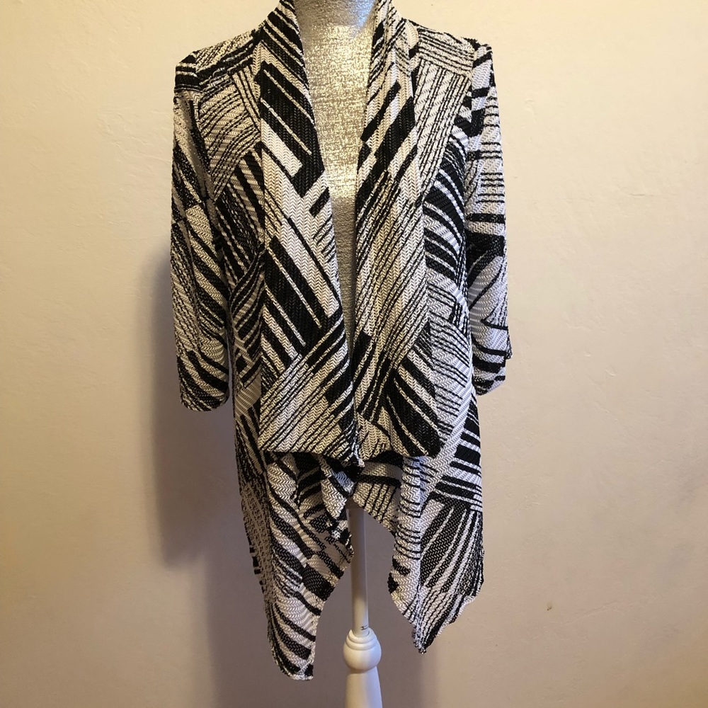 Black Printed Long Sleeve Open in front cardigan